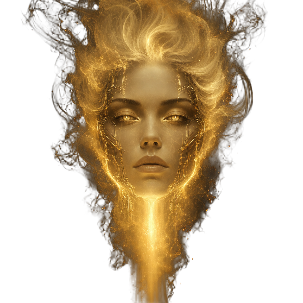 Christina, Queen of Skin, the animated dungeon master, seen inside the mirror